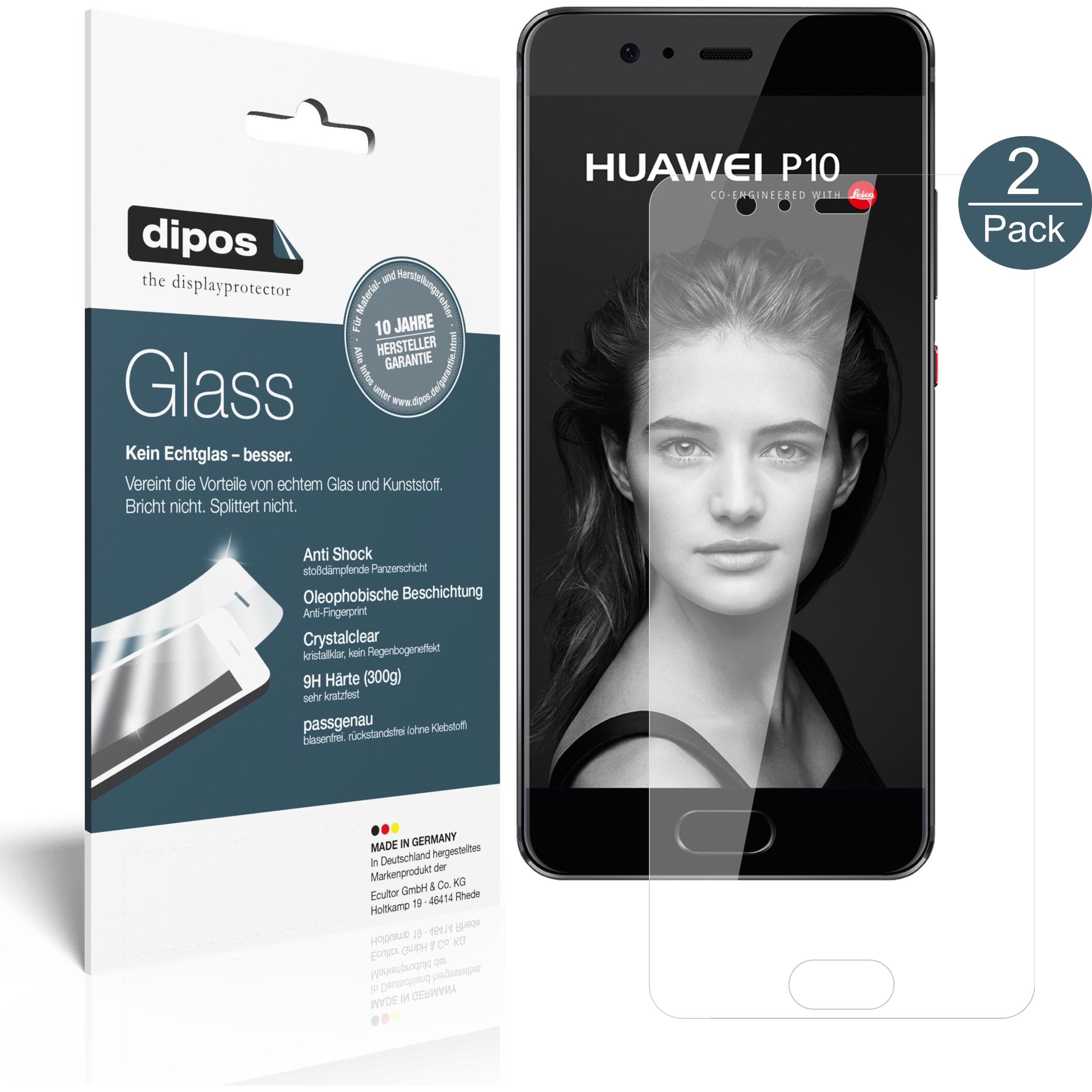 Dipos Displayschutz Anti-Shock (2 Stück, Huawei P10), Smartphone Schutzfolie, Transparent