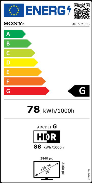 Energie-Label Sony XR-50X90S (50", X90S, LCD, 4K, 2022)