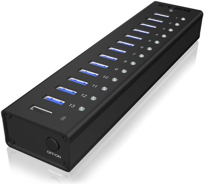 Image du produit Icy Box Hub 13 ports avec port USB Type-A et 1x port de chargement, IB-AC6113 (USB-B, 13 ports)