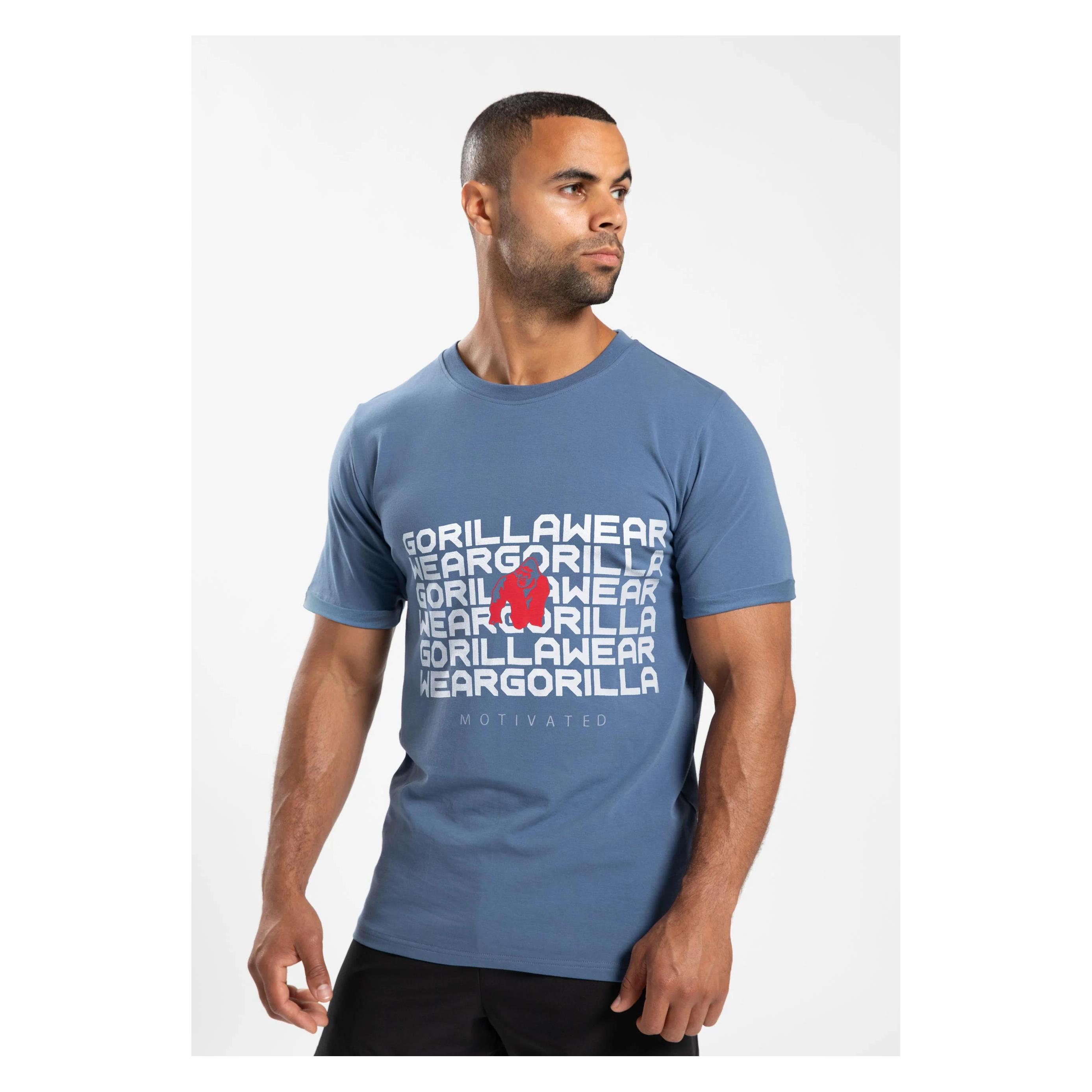 Gorilla Wear, Herren, Shirts, Bradley T-Shirt - Blau, Blau, Schwarz, (L)