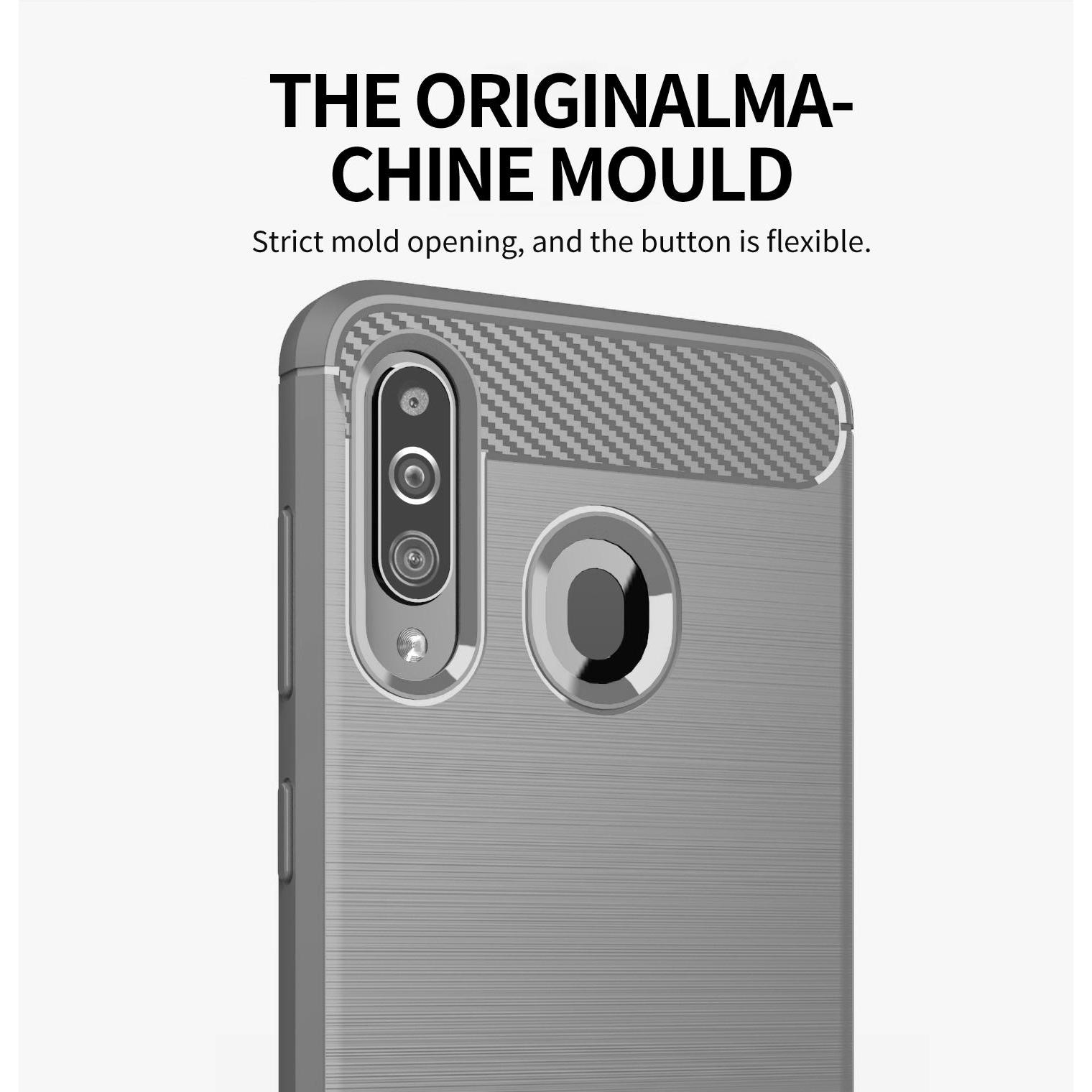 Thumbnail - Cadorabo TPU Ultra Slim carbon edelstahl Kombi Cover (Samsung Galaxy A20s), Smartphone Hülle, Grau