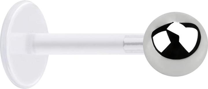 Immagine prodotto Star Piercing Micro Labret trasparente con sfera d'argento (senza ottone, Acciaio chirurgico 316L, Bioflex)