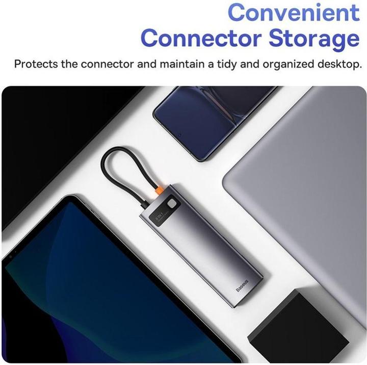 Produktbild Baseus Hub 8w1 StarJoy Metal Glam Series, USB-C do HDMI + 3 x USB 3.0 + USB-C PD + RJ45 + SD/TF (USB-C, 8 Ports)