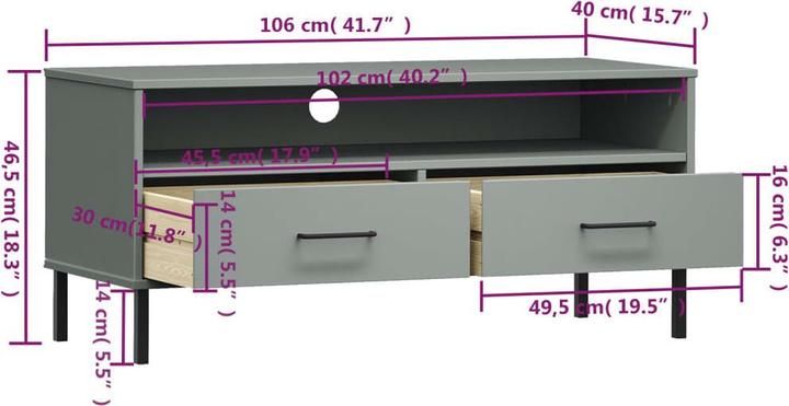 Produktbild vidaXL TV-Schrank (106 x 40 x 46.50 cm)