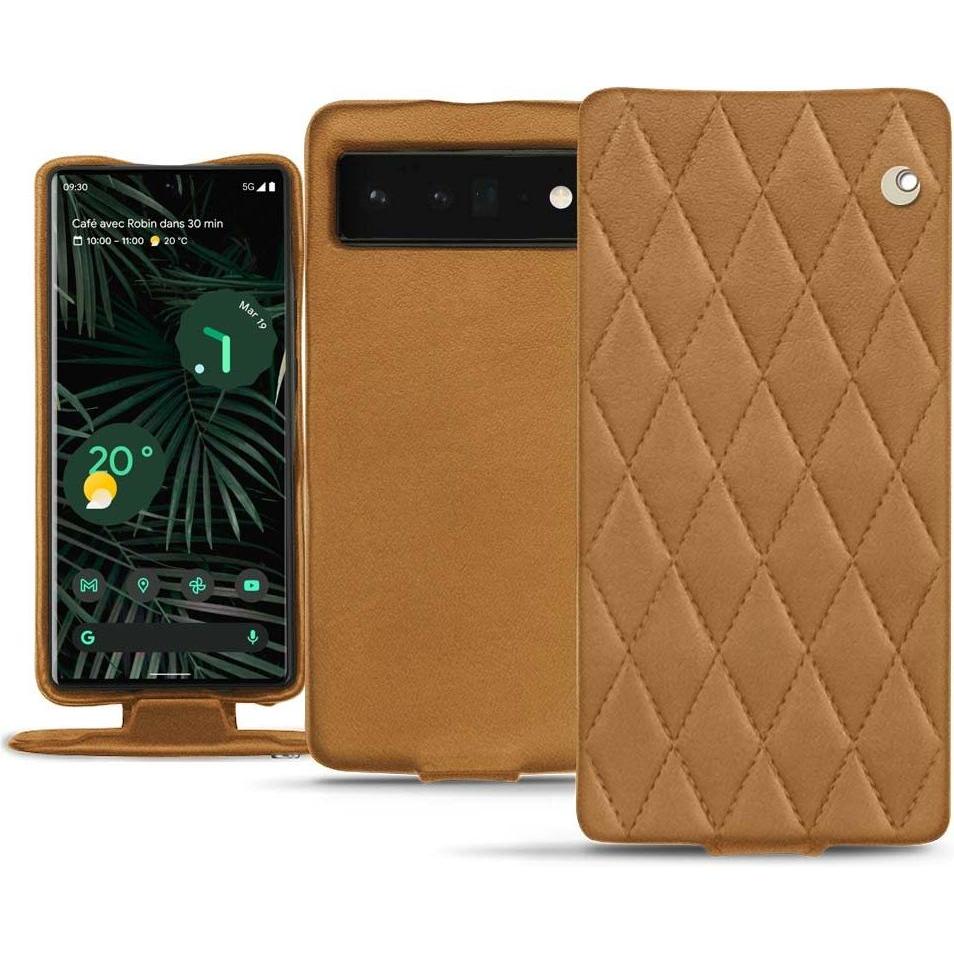 Noreve Lederschutzhülle vertikal (Google Pixel 6 Pro), Smartphone Hülle, Braun