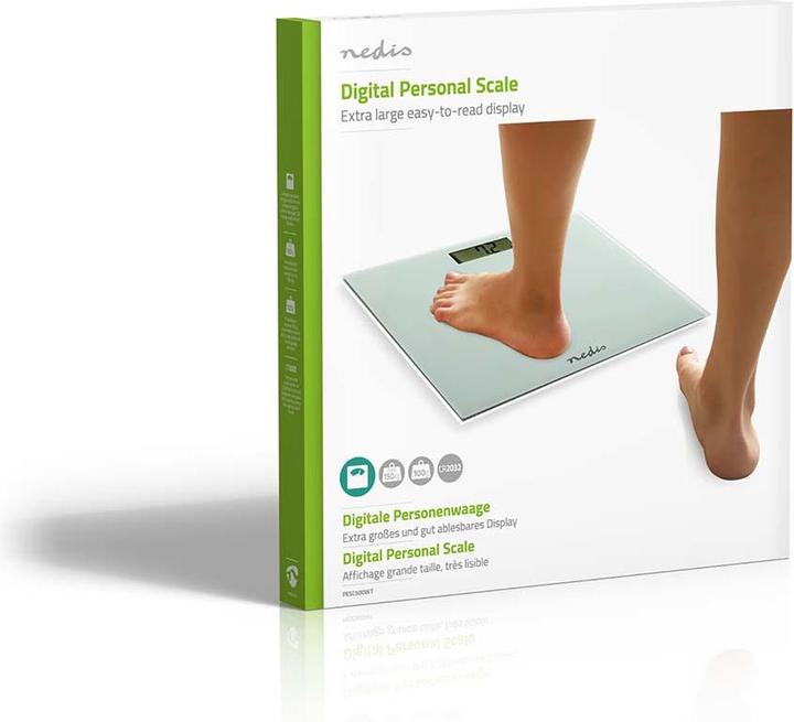 Actual product image Nedis Personal scale | Digital | White | Tempered glass | Max. weighing capacity: 150 kg (150 kg)