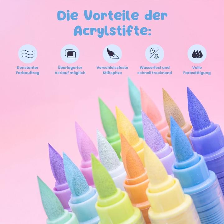 Image du produit Hermex 24-tlg. Set Acrylmarker Pastellfarbe Pinselstifte Acryl Brush Marker (24 x)