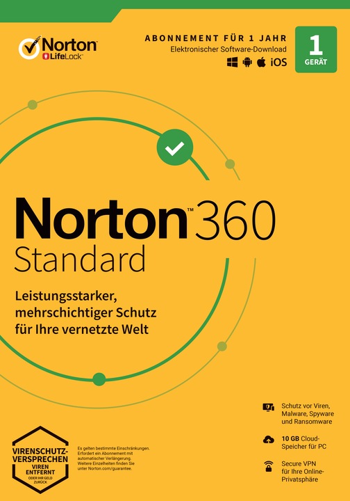 Actual product image Norton 360 Standard (1 User, 1 Devices/Users, 12 months)