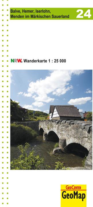 Actual product image Balve, Hemer, Iserlohn, Menden in the Märkisches Sauerland Sheet 24, topographic hiking map NRW