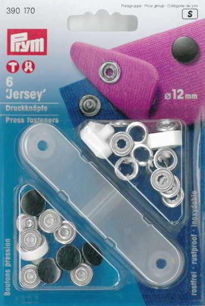 Actual product image Prym Push button jersey cap, black 12 mm, card 6 pcs.