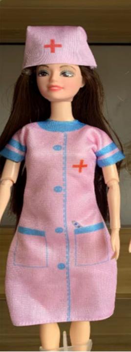 Produktbild Hermex Medizin Puppen Zubehör für Barbie Spielset Krankenschwester Pink