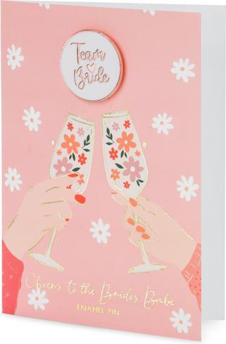 Partydeco Card with enamel pin Bride Team, 10.5x15 cm (1 pkt / 1 pc.) (1 pcs.)