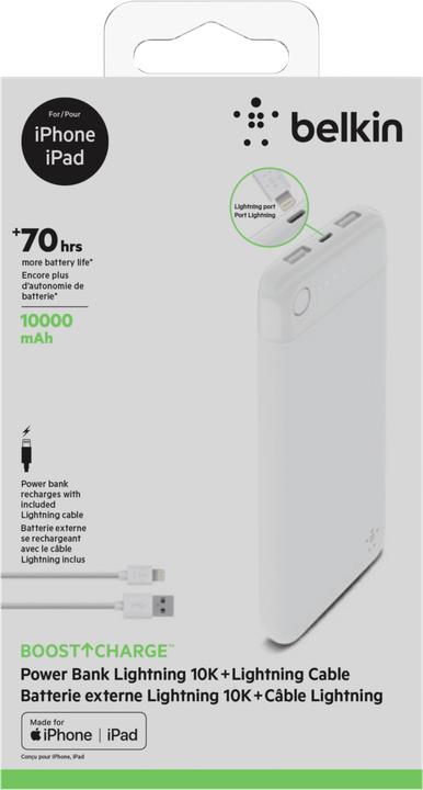 Immagine prodotto Belkin Boost Charge Power Bank 10K Light.Connector+ Kabel (10000 mAh, 12 W, 37 Wh)