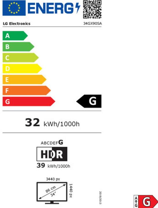 Energie-Label LG 34GX90SA-W (3440 x 1440 Pixel, 34")
