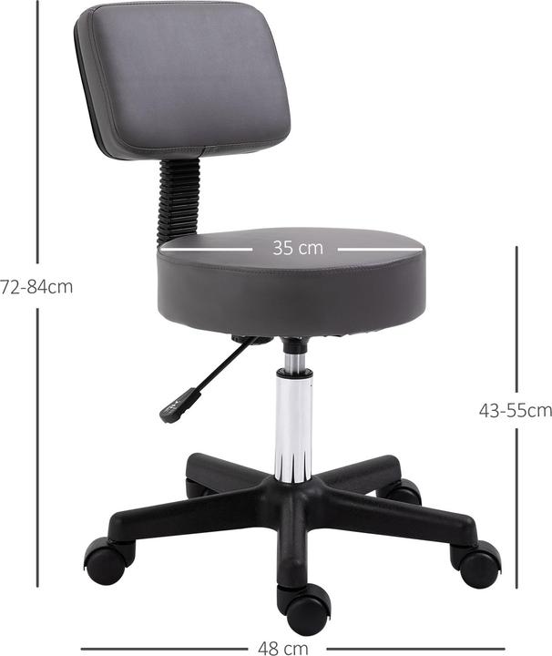 Actual product image Homcom Salonhocker Kunstleder, Schaumstoff Grau (43 - 55 cm)
