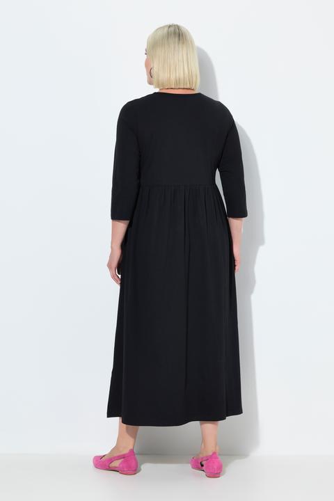 Immagine prodotto Ulla Popken Maxi abito in jersey dal taglio svasato con scollo a girocollo, maniche a 3/4 e tasche (54)