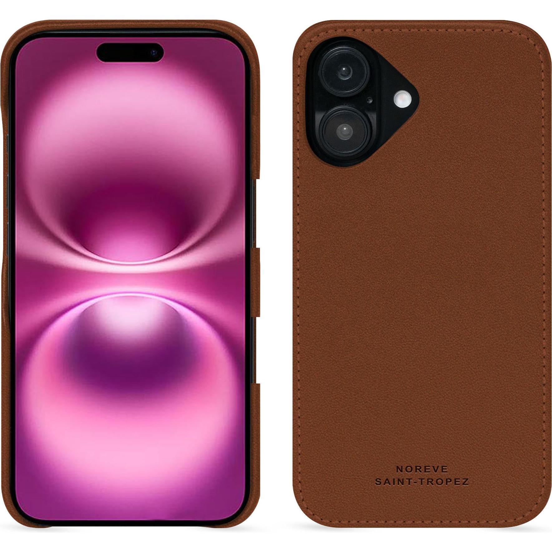 Noreve Lederschutzhülle (Apple iPhone 16 Plus), Smartphone Hülle, Braun