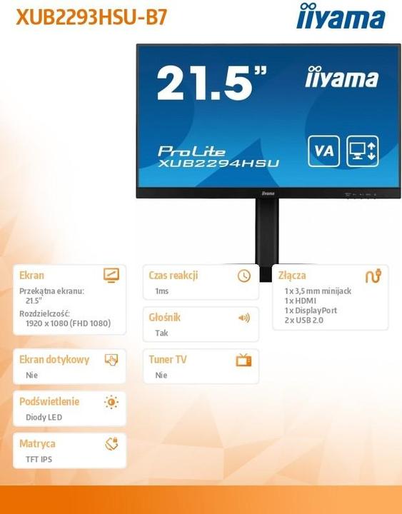 Image du produit iiyama Moniteur XUB2293HSU-B7 (1920 x 1080 pixels, 21.50")