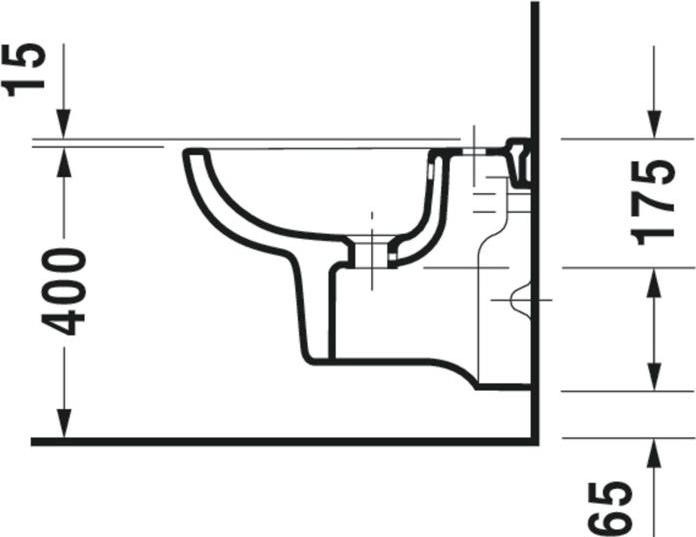 Immagine prodotto Duravit Bidet a parete D-CODE COMPACT w ÜL HLB 350x480mm 1 foro per rubinetto bianco