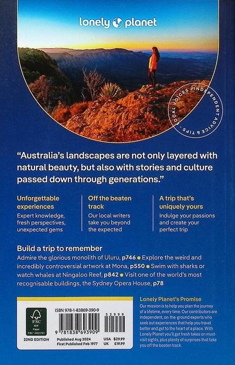 Actual product image Australia (English, Jessica Korteman, Josh West, Holden Trent, Kat Barber, D'Arcy Jayne, Maxwell Virginia, McLachlan Craig, The Lonely Planet, Paul Harding, Reid Sarah, Ham Anthony, Jessica Lockhart, Waters Steve, Rawlings-Way Charles, Mwende Mutuli Musau, Dragicevich Peter, 2024)