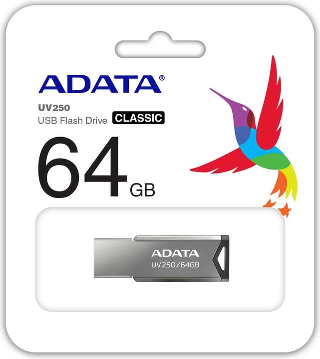 Actual product image Adata USB 2.0 Flash Drive UV250 64GB BLACK (64 GB, USB-A)