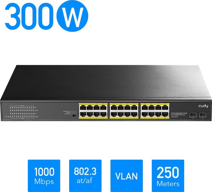 Produktbild Cudy Switch GS1028PS2 24 xGE PoE + 300 W 2 xSFP (26 Ports)