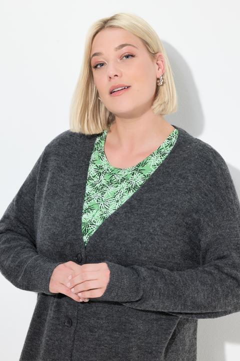 Immagine prodotto Ulla Popken Strickjacke, Boxy-Schnitt, V-Ausschnitt, Knopfleiste (62)