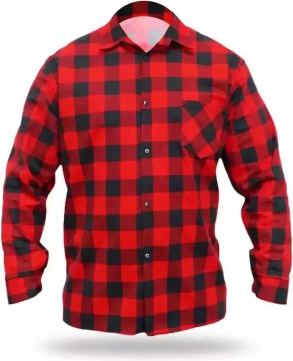 Productafbeelding Dedra rood flanellen overhemd, maat XL, 100 % katoen (BH51F1-XL) (XL)