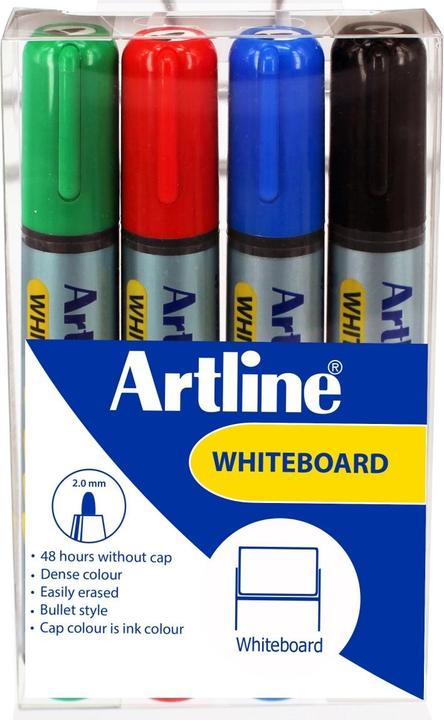 Image du produit Artline Marqueur pour tableau blanc non rechargeable (Multicolore, 2 mm, 4 x)