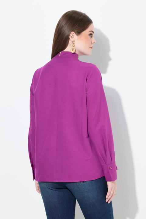 Immagine prodotto Ulla Popken Blusa in tessuto Oxford con scollo montante e maniche lunghe (42, 44)
