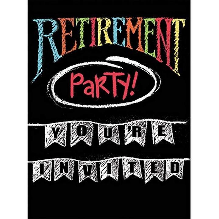Actual product image Creative Party Chalk Board Retirement Invitations (Pack of 8) (8 pcs.)