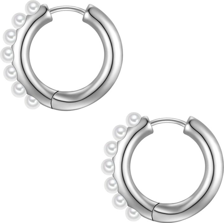 Actual product image Yokoamii Creolen Perle (synth.) weiss - 38657 (Metal alloy)