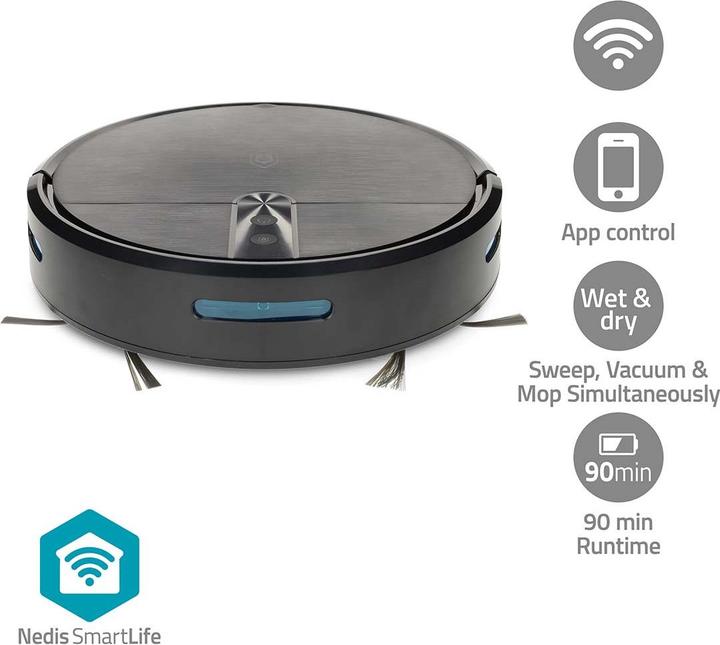 Produktbild Nedis SmartLife Roboter-Staubsauger | Random | Wi-Fi | Kapazität Auffangbehälter: 0.6 l | Automatisc (2000 Pa, Wischtuch)