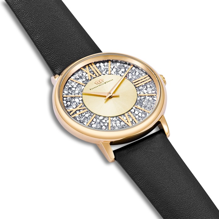 Produktbild Damen Quarzuhr Pamina Echtleder schwarz - 23882 (Analoguhr, 36 mm)