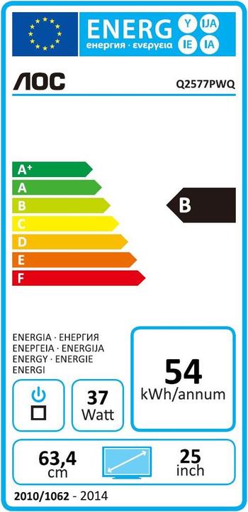 Energy Label AOC Q2577pwq (2560 x 1440 pixels, 25")