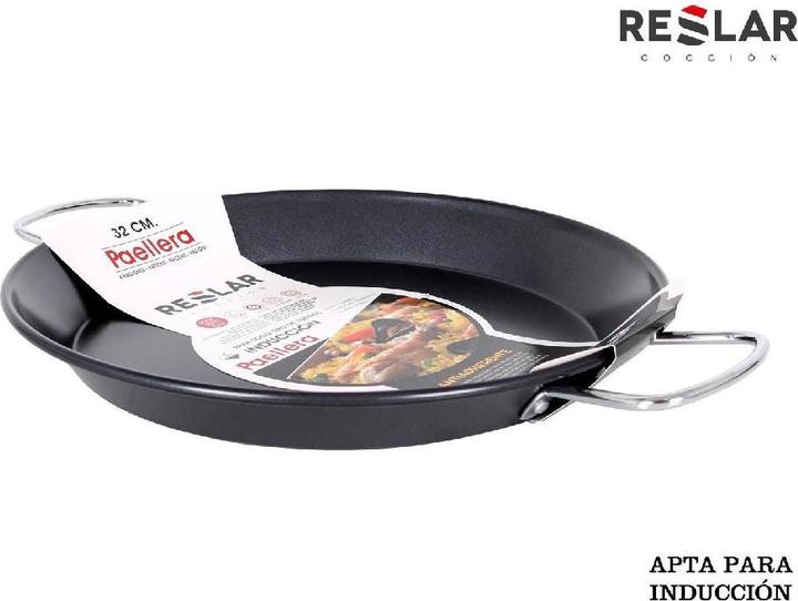 Reslar 32 cm Antihaft-Induktions-Paellapfanne (Bratpfanne, Paella Pfanne, 32 x 4 cm)