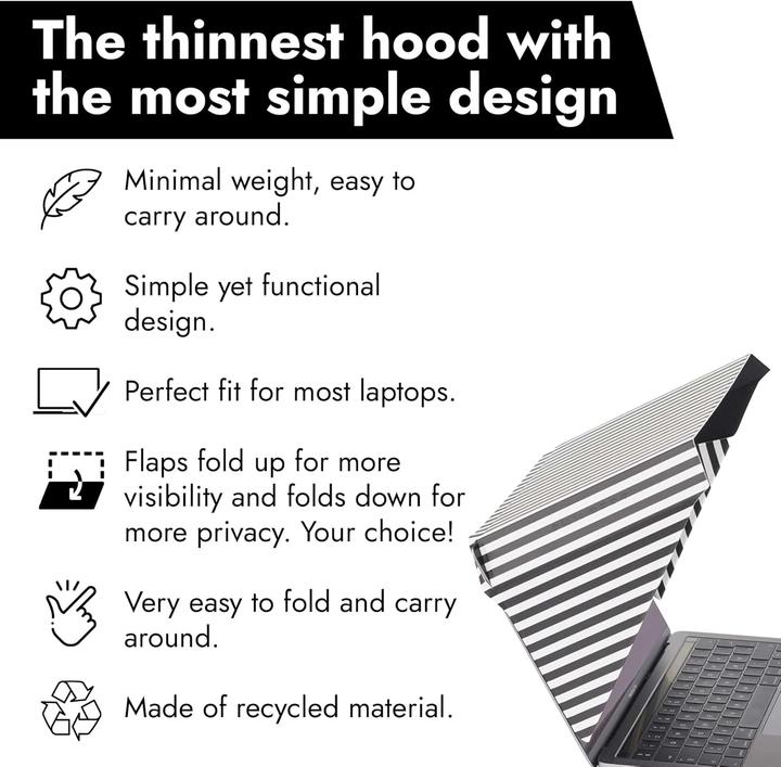 Immagine prodotto Philbert Design Philbert - Parasole e cappuccio ultra sottile per la privacy - Universale 13"/14" - A righe (14")