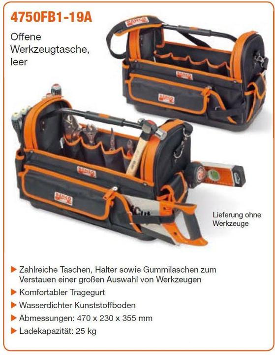 Actual product image Bahco Open fabric tool bag with fixed base, 32 l, 350 mm × 230 mm × 500 mm