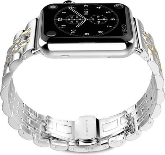 Produktbild Hermex Apple Watch 44mm / 42mm Luxus Edelstahl Armband Band SILBER GOLD (42 mm, 44 mm)