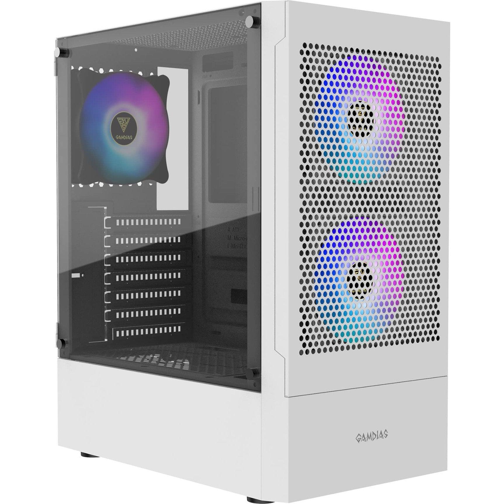 Thumbnail - Gamdias Boitier Moyen Tour ATX Talos E3 Mesh RGB avec panneaux vitrés (Blanc), PC Gehäuse, Weiss