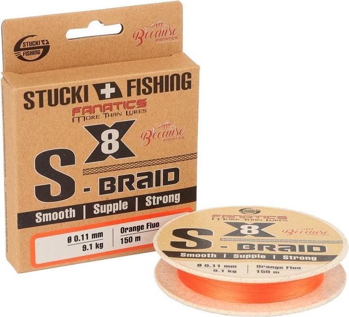 Image du produit Stucki Fishing S-Braid X8, orange (6.80 kg, 0.08 mm)