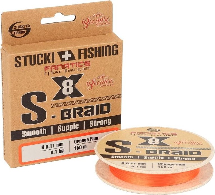 Actual product image Stucki Fishing S-Braid X8, Orange (6.80 kg, 0.08 mm)