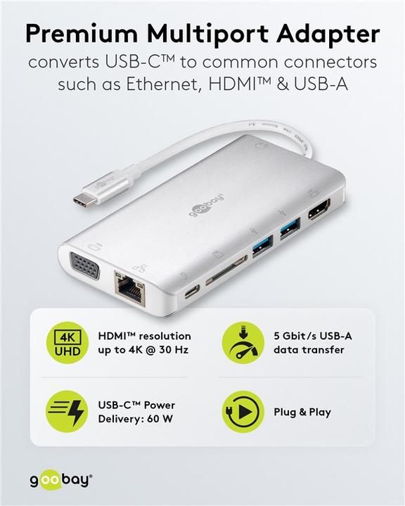 Actual product image Goobay Premium 49850 (USB-C, 8 ports)