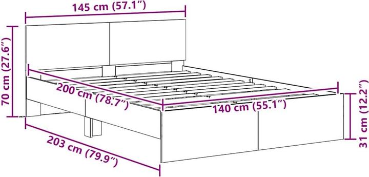 Produktbild vidaXL Bettrahmen (140 x 200 cm)