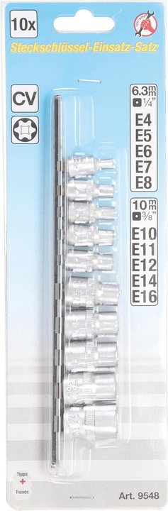 Productafbeelding BGS Doppenset E-profiel | Aandrijving vierkant 6,3 mm (1/4") / 10 mm (3/8") | SW E4...