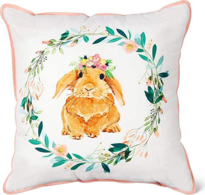 Migros Ambiance Coussin lapin avec couronne de fleurs
