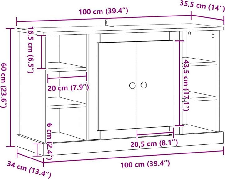 Image du produit vidaXL Sideboard-Aufbewahrung (35.50 x 100 x 60 cm)