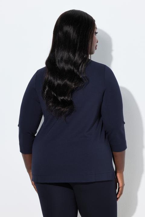 Actual product image Ulla Popken Split Neckline 3/4 Sleeve Tee (54)