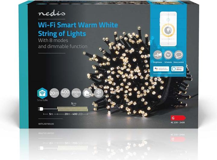 Actual product image Nedis SmartLife Decorative LED | Wi-Fi | Warm White | 400 LED's | 20 m | Android™ / IOS (20 m)