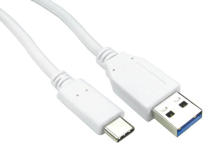 Actual product image RS PRO USB cable, USBA / USB C, 500mm USB 3.1 White (0.50 m)